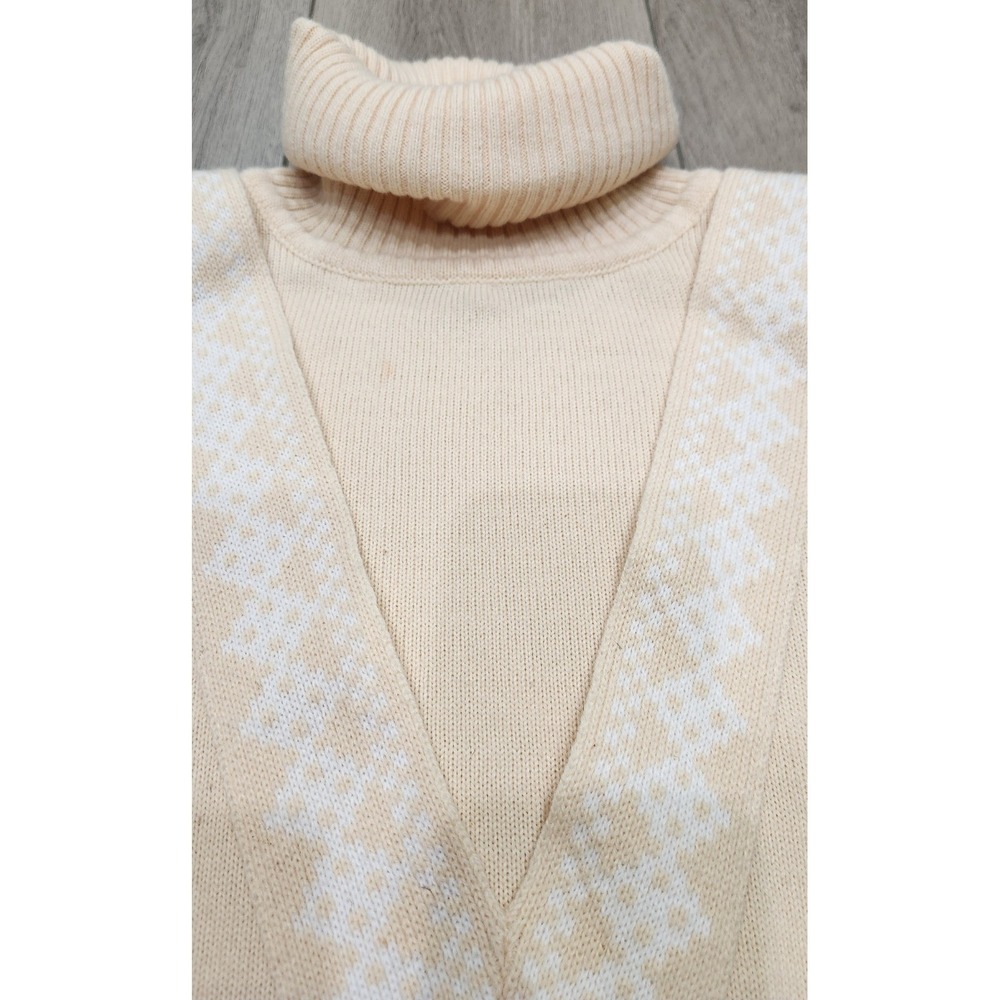Vintage Liz Claiborne Lambswool Blend Turtleneck Sweater Cream/Peach Women's M - Picture 5 of 13